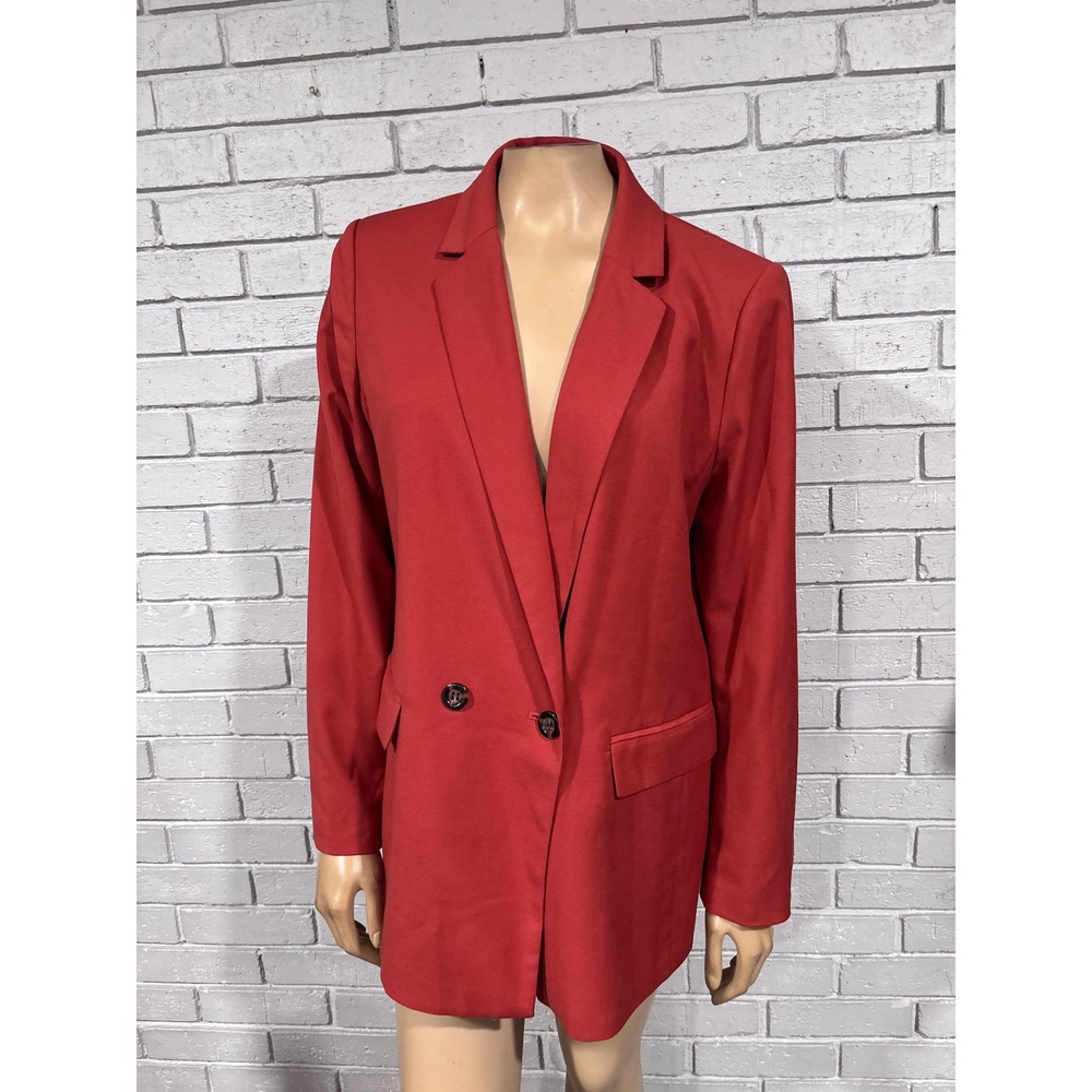 Ann Taylor Red Double Breasted Longline Blazer Old Money Career Sz 12